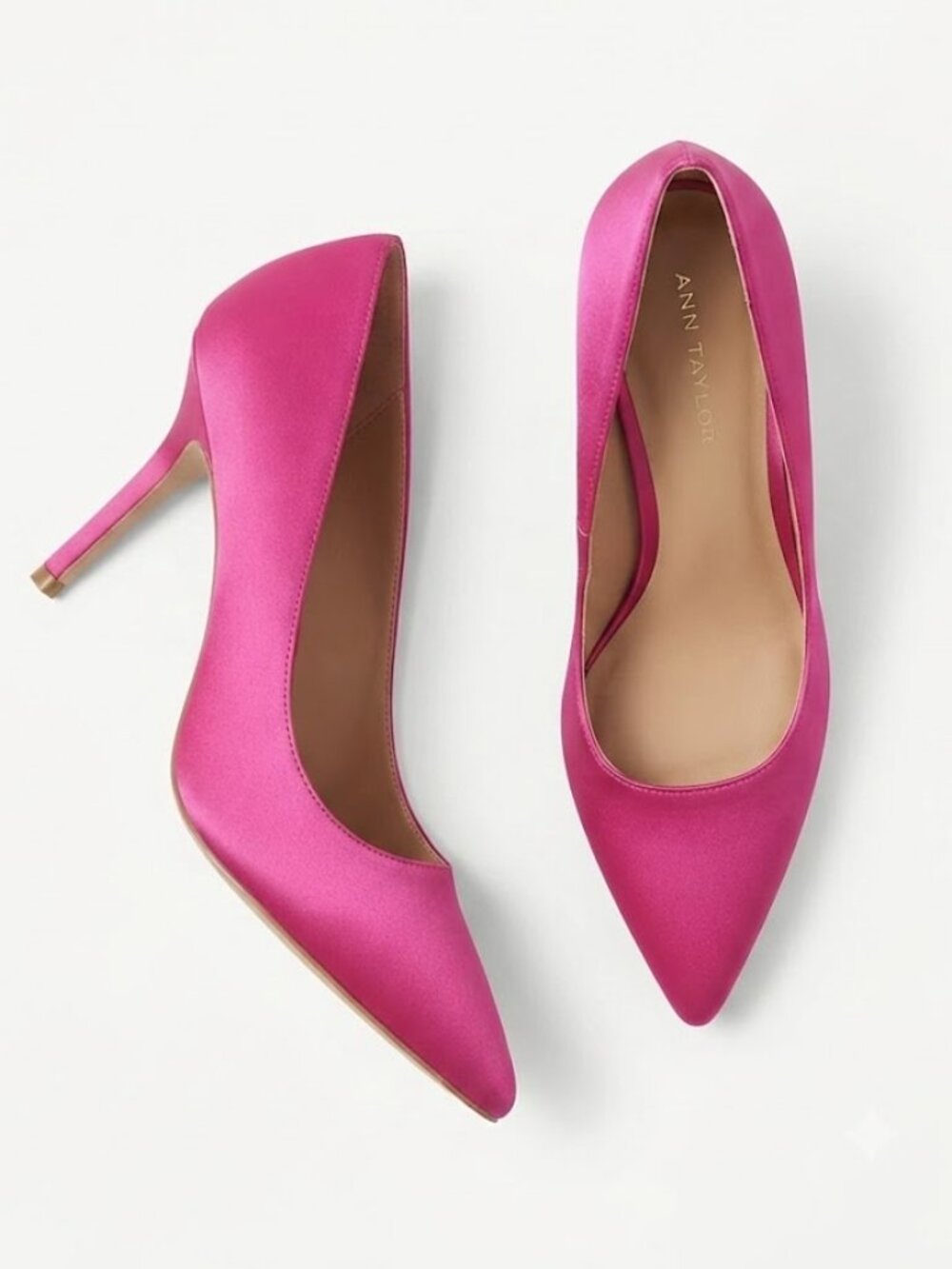 New Ann Taylor Pointy Toe Ballerina Satin Pink Heels in 7.5